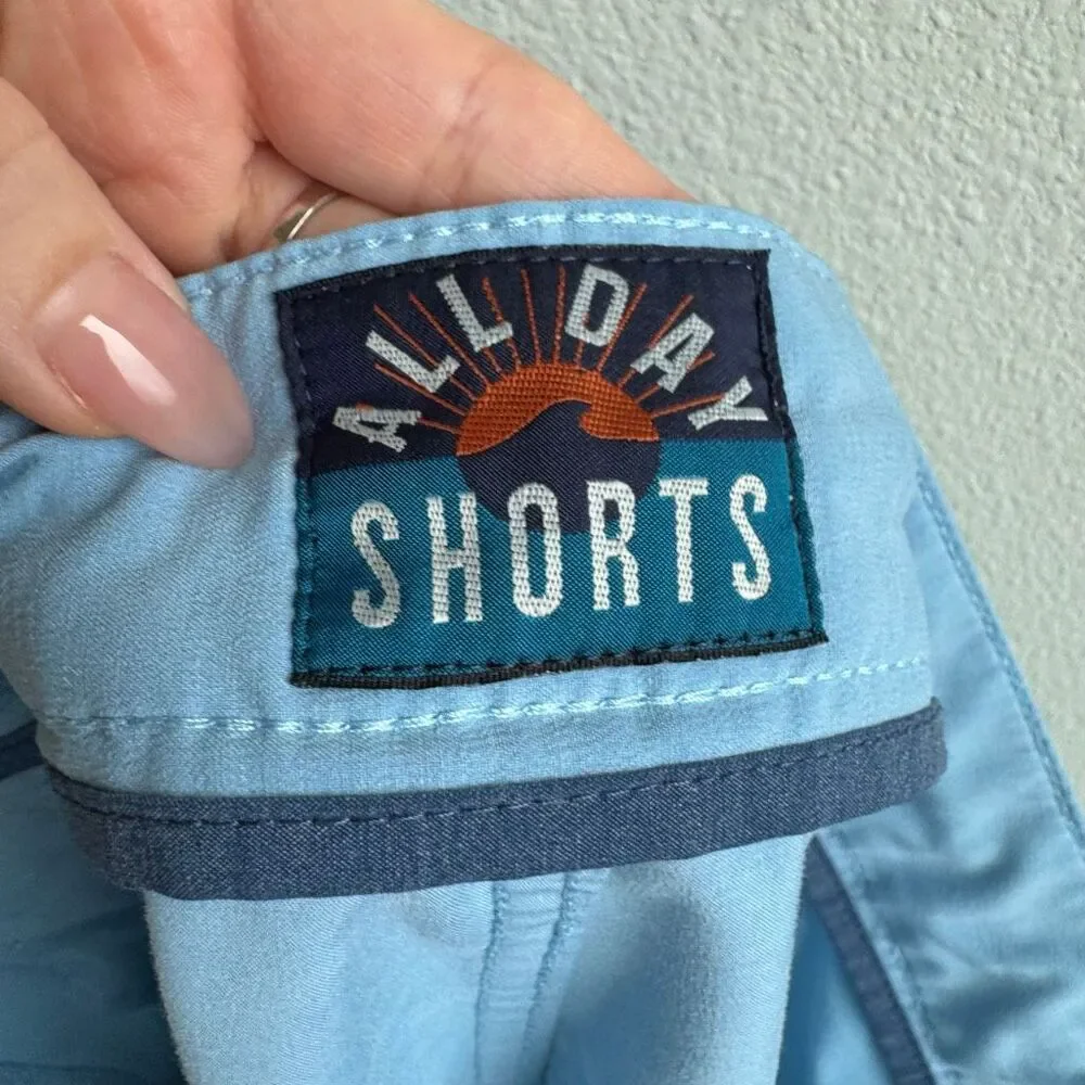 Faherty All Day Shorts Men 35 Blue Chino Utility Hike Outdoor Preppy Casual Swim